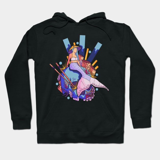 The mermaid and the skull Hoodie by Swadeillustrations